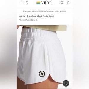 NWT! Vuori Micro Mesh Shorts, White